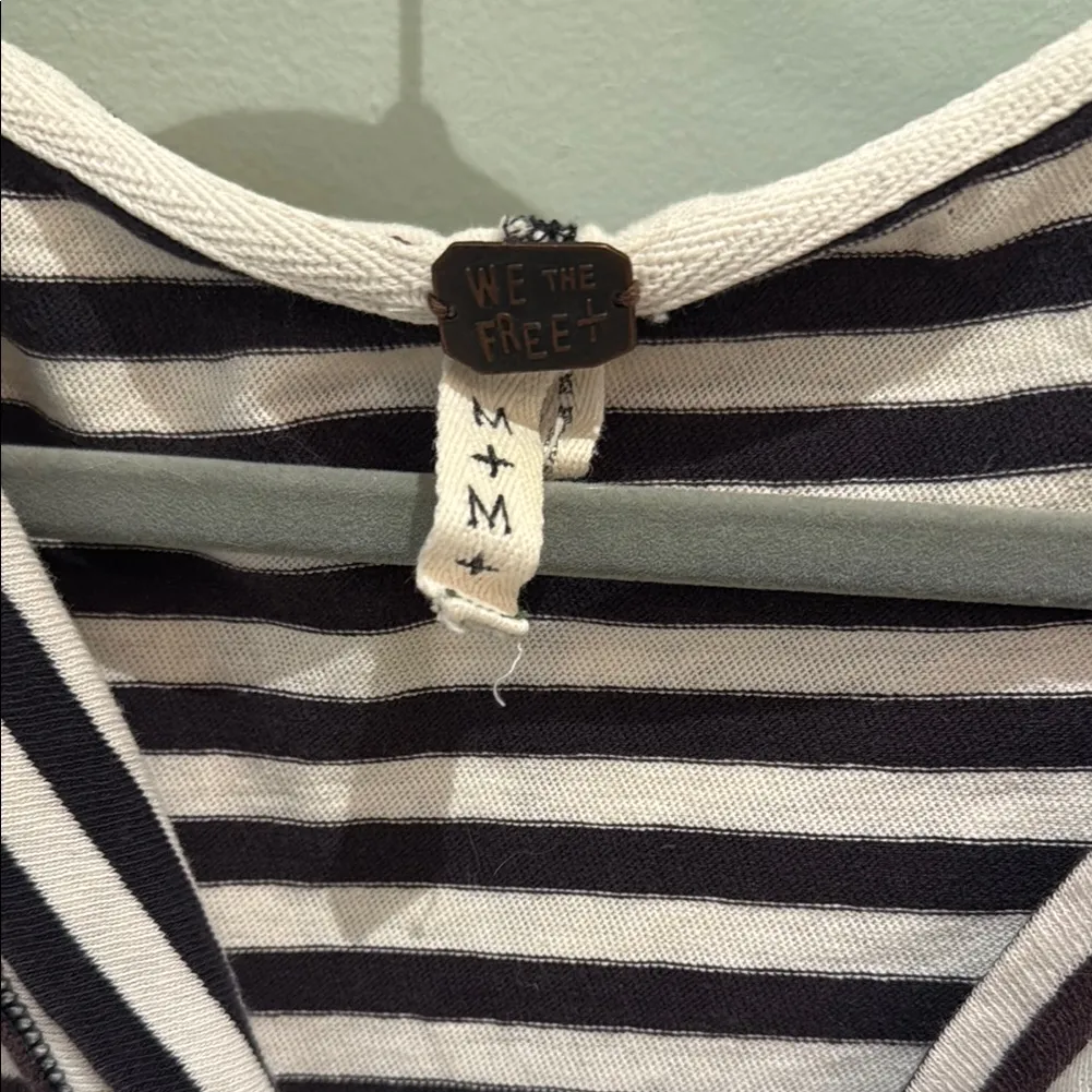 We The Free Black and White Long Sleeve Hoodie with Sailor Collar - Image 2