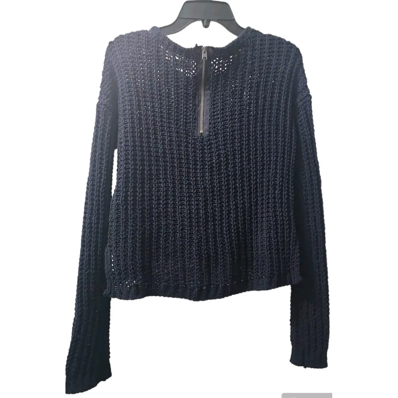 Abercrombie &‎ Fitch Knit Pullover Sweater Half Zip Cropped Black M - Image 2