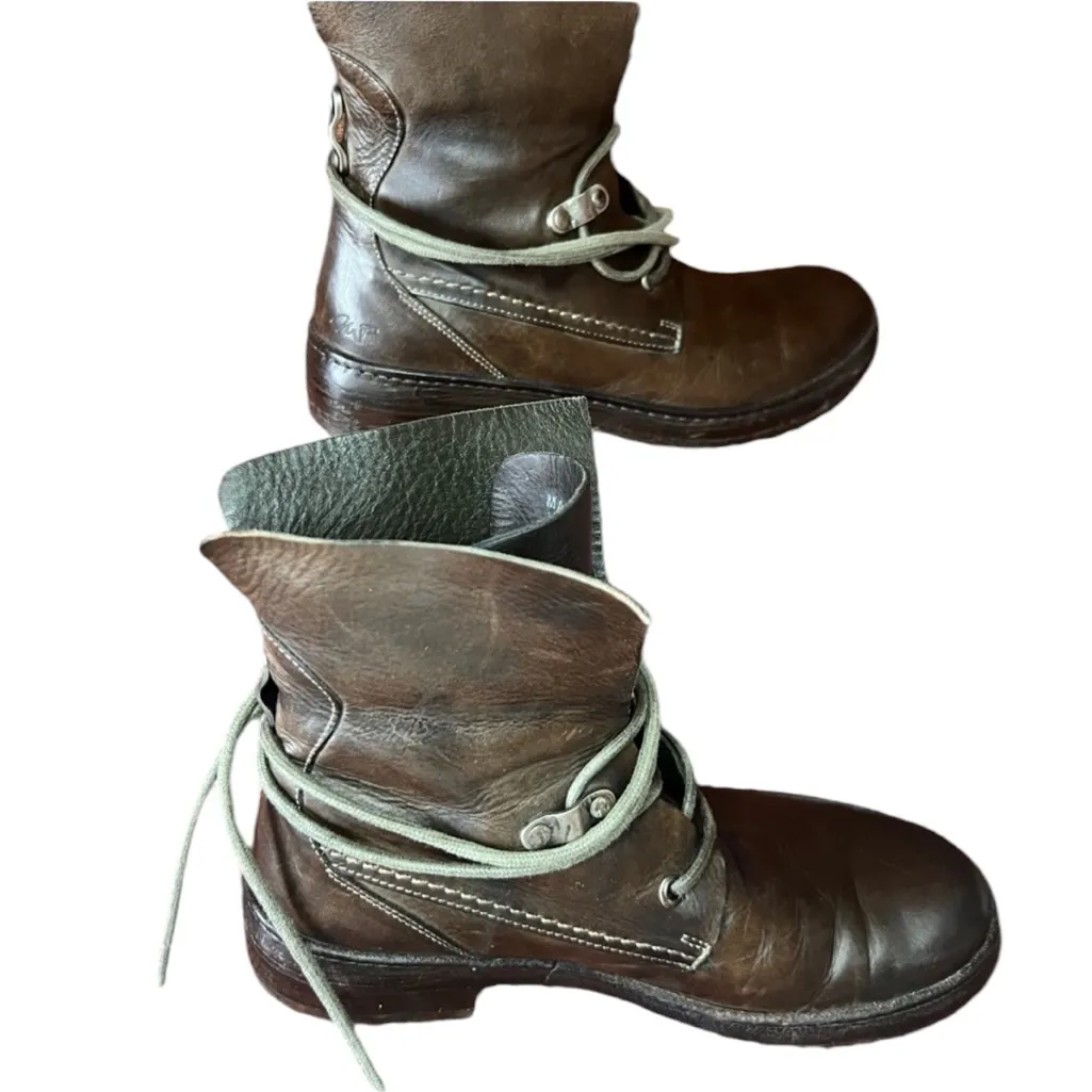 Materia Prima by Goffredo Fantini Brown 37 Made In Italy Moto Combat Boots Size 6.5 - Image 6