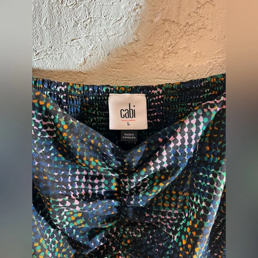 Cabi Elegant Multicolor Dress sheer sleeves square neckline party event flowy - Image 2