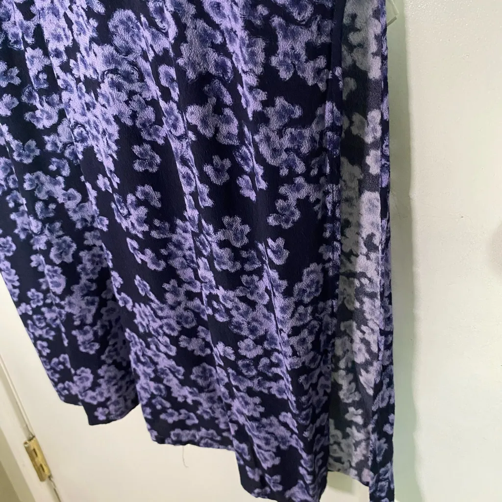 & Other Stories Women’s Size 4 Blue V-Neck Midi Dress Long Sleeve Side Slit - Image 7