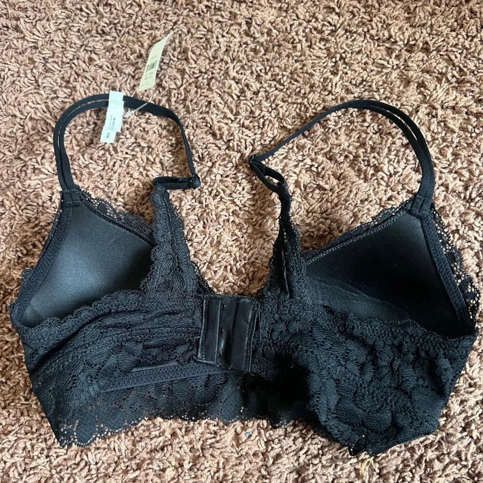 Aerie Black Lace Bralette Padded Wireless Everyday‎ Comfort Bra Size 32B NWT - Image 6