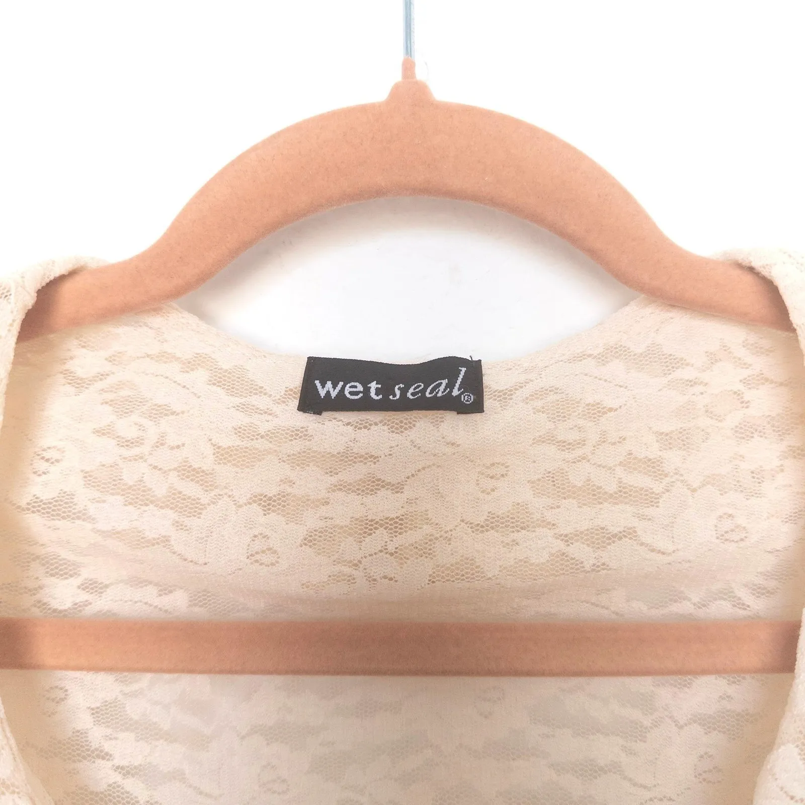 Y2K Wet Seal Womens Sheer Top Size‎ M Lace Ruffle Long Sleeve Fairy Coquette - Image 4