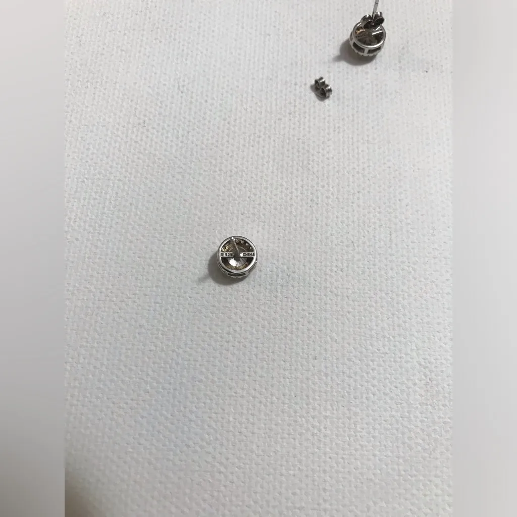 Sterling Silver 925 Dainty Classy Princess CZ White Crystal Stud Earrings - Image 7