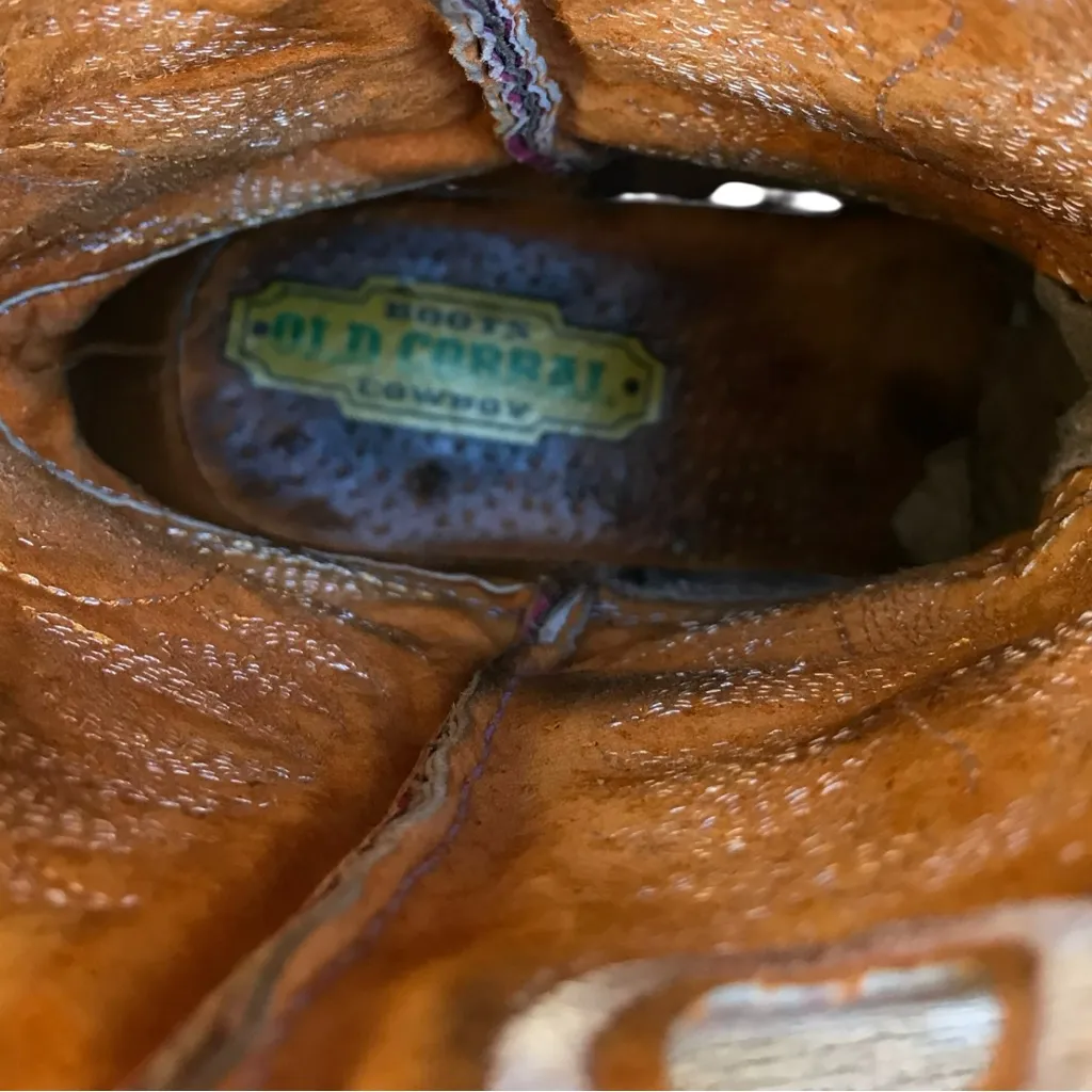 Boots Old Corral Cowboy Leather Colorblock Women’s Size 24 1/2 or women’s 7.5 Pink - Image 8