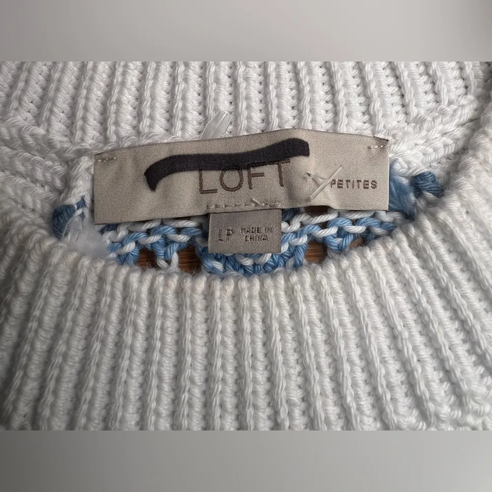 Loft Womens Maui Blue Textured Stripe knit Racerback Halter Sweater|Sz:L-Petite - Image 10