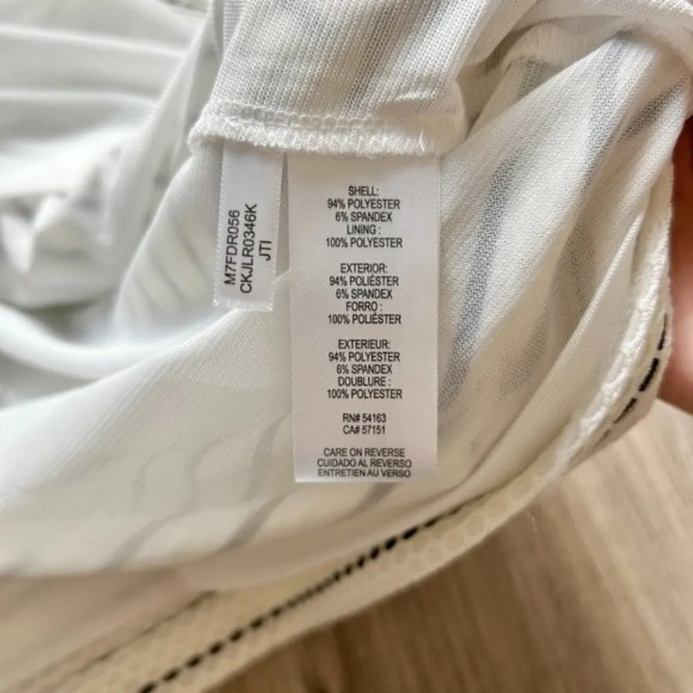 Calvin Klein White & Black Striped Bell Sleeve Tunic Dress Size L NWT - Image 6