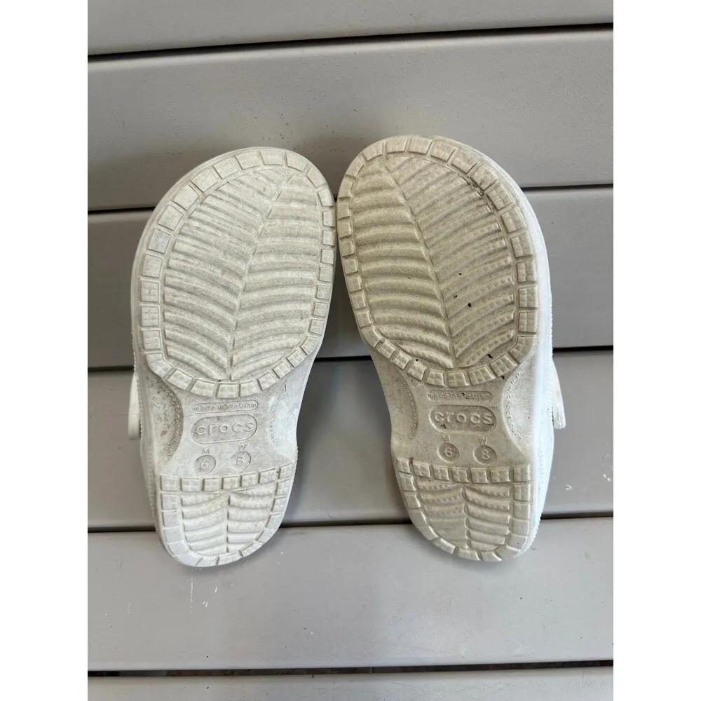 Crocs Baya Lined White Sherpa Lined Slingback Comfy Clogs M6 W8 - Image 6