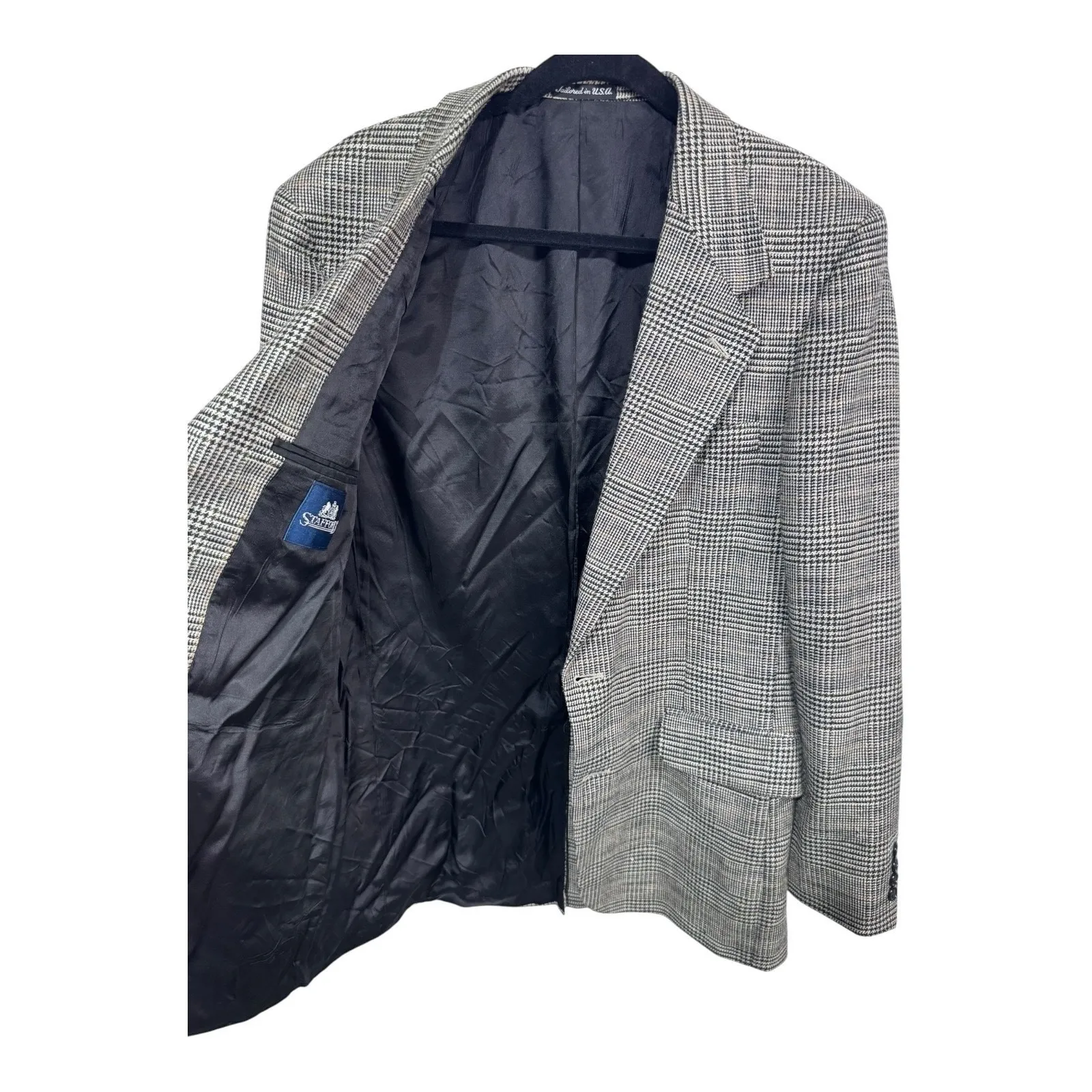 Stafford Vintage Glen Plaid Wool Blazer Tailored USA Power Suit Jacket Womens Lg - Image 2