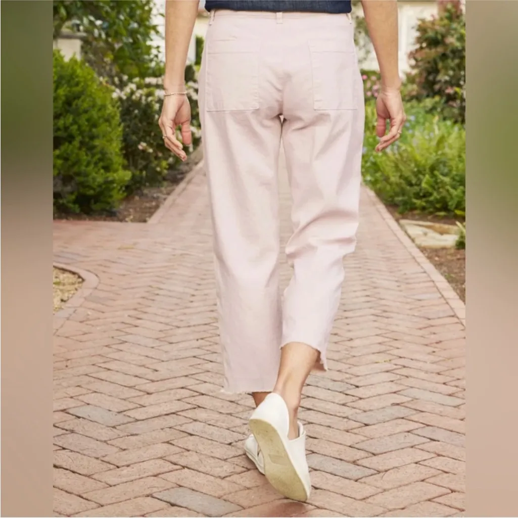 Frank & Eileen Kinsale Performance Cotton Linen Crop Pants Size 2 Seashell Cream - Image 2