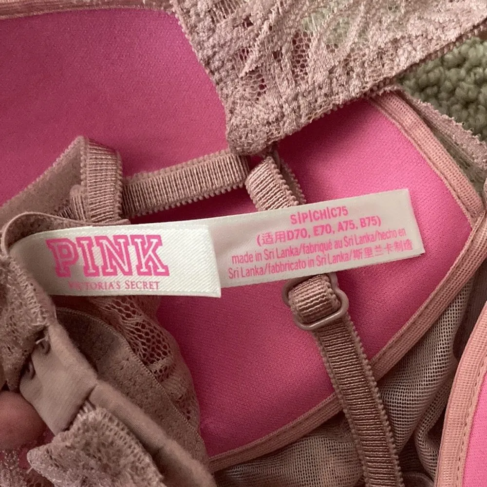 NEW Victoria’s Secret PINK Date Push-Up Lacy Notch Front Bralette Mauve 32C NWOT - Image 5