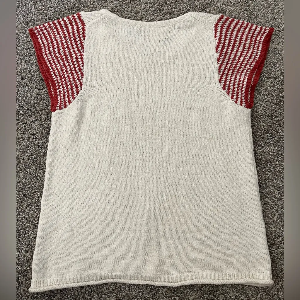 NWT Women’s Madewell Kimble Pullover Short Sleeve Sweater Ivory/Rust Size S - Image 9