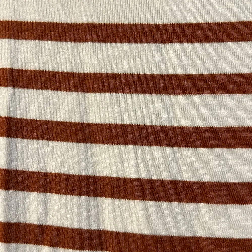 A New Day Carmel Brown & Cream Stripe 3/4 Sleeve Shirt Small - Image 3