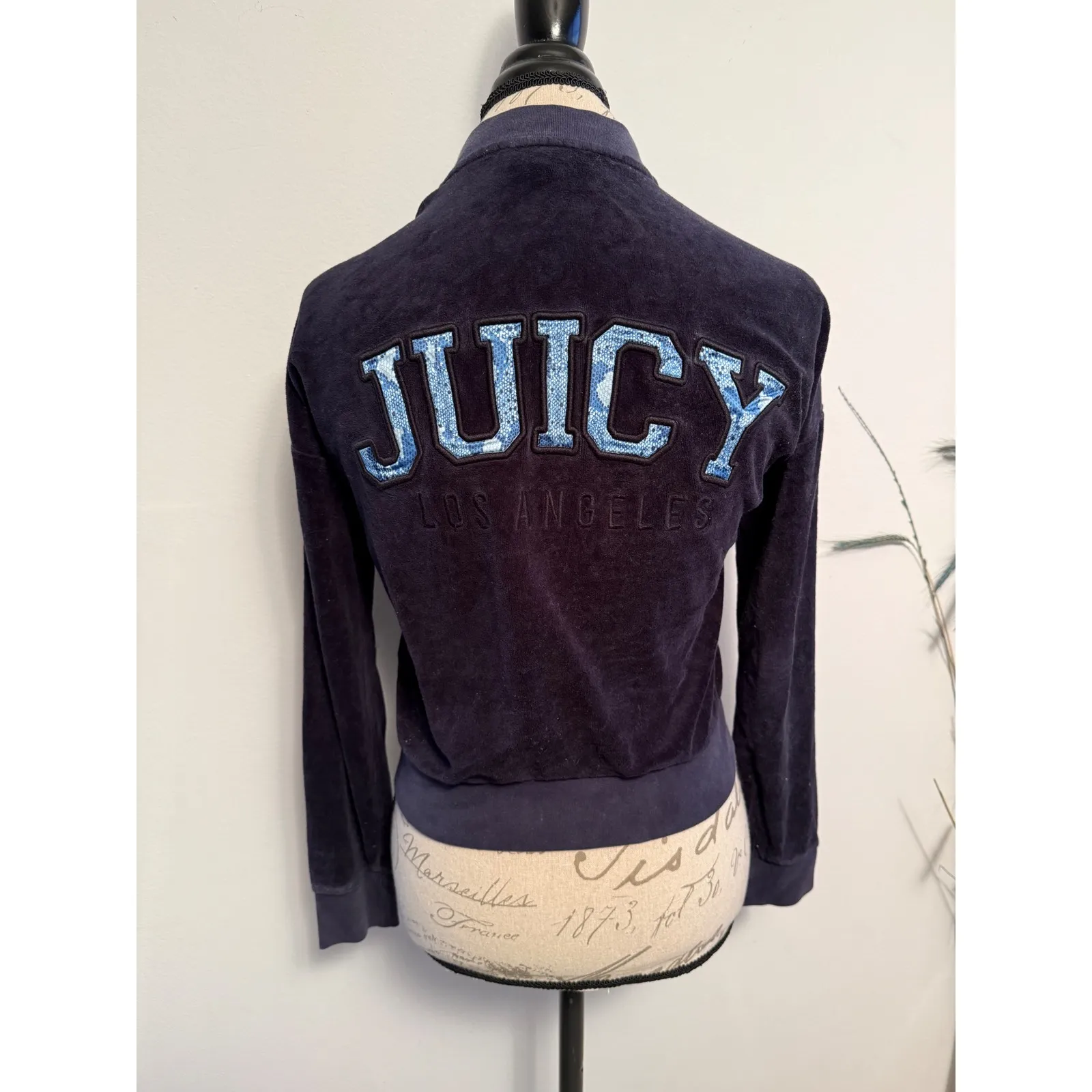 Juicy Couture Black Label Los Angeles Velour‎ Track Jacket Bomber Small S - Image 3