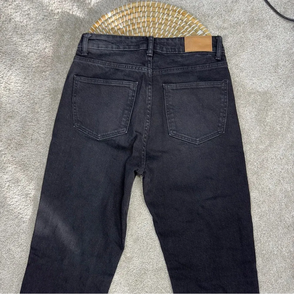 Zara Split Hem Slim Jeans Black High-Rise Full Length Straight Leg Size 6 - Image 9