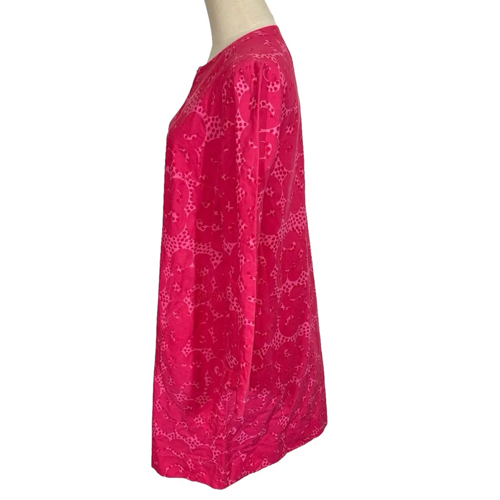VINTAGE Marimekko Zip Front Shift Smock Dress in Tarha Pattern Sz:40/US12 1960s Pink Size 12 - Image 2
