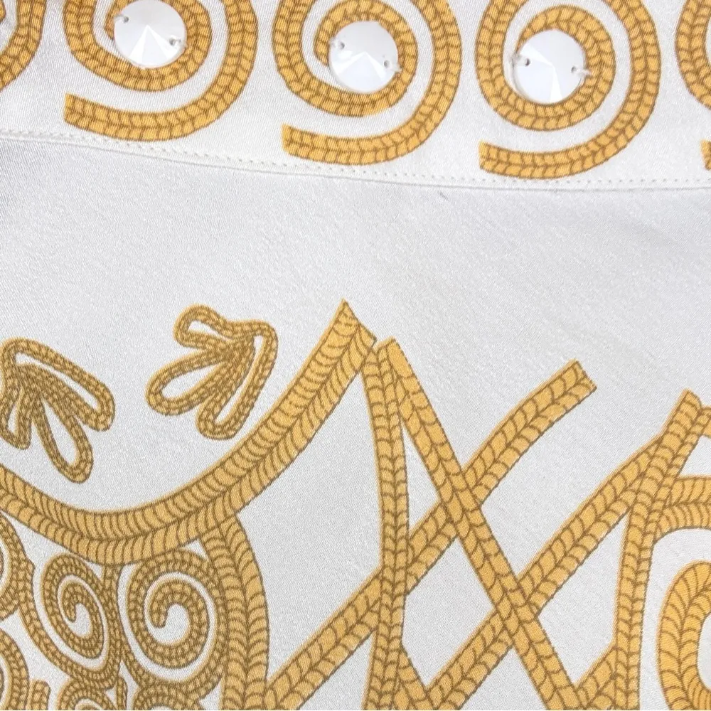 Monroe & Main Elegant White and Gold Off the Shoulder Women's Top XL - Image 4