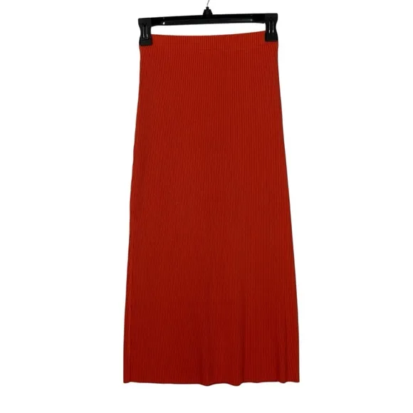 Vince Women's Ribbed knit‎ cotton blend pull on Pencil midi Skirt XXS - Image 5