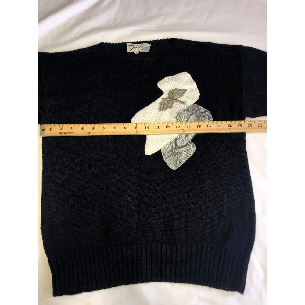 Duet Womens Size M Sweater Vintage Leather Snake Long Sleeve 80s Black Hong Kong Size M - Image 3