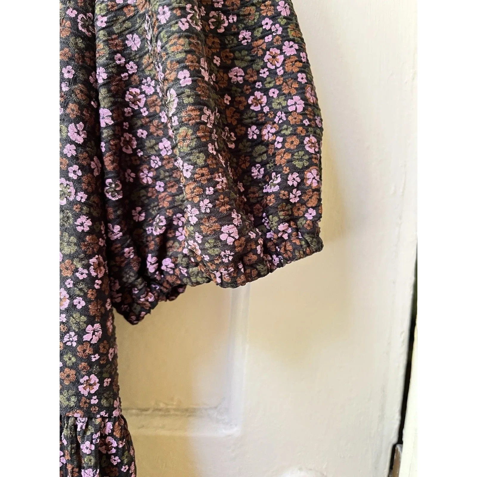 Asos Floral Babydoll Dress 12 Puff Sleeves Dark Fairy Romantic Academic Western - Image 7