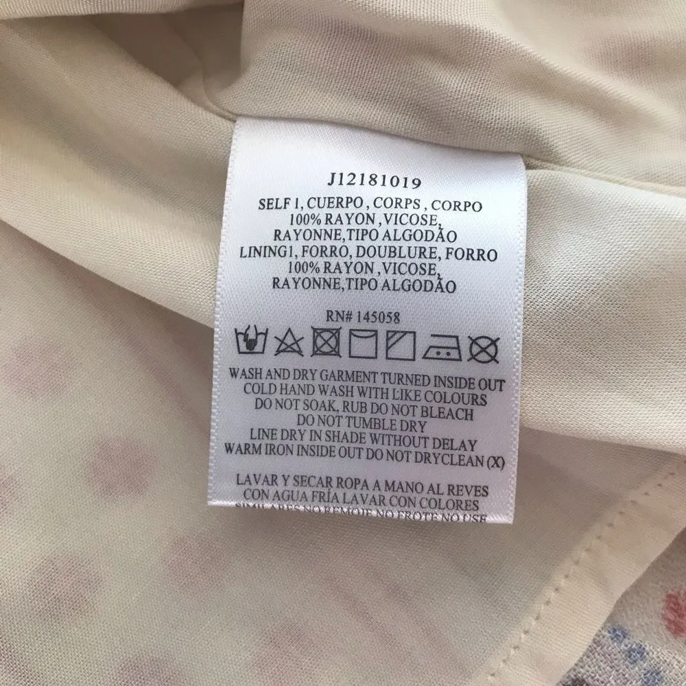 JETSET DIARIES Mini Wrap Dress Floral Print Spaghetti Strap‎ Cream Medium New - Image 10