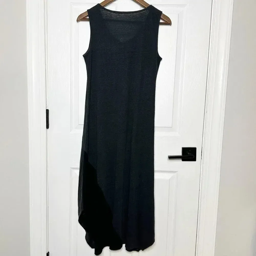 EILEEN FISHER Sleeveless Organic Linen Asymmetrical Midi Dress Minimalist‎ Sz XS - Image 7
