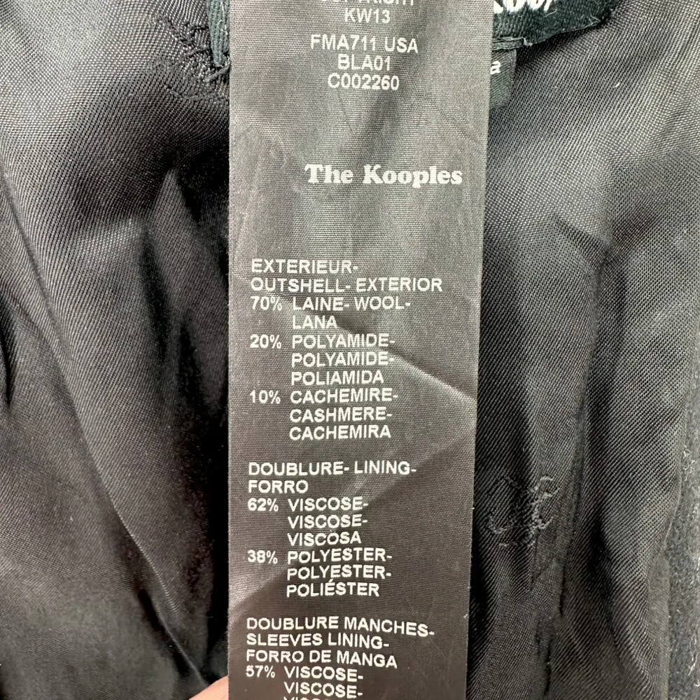 The Kooples | Size 40 / L | Luxury Black Wool/Cashmere Leather Trim Coat Jacket - Image 11