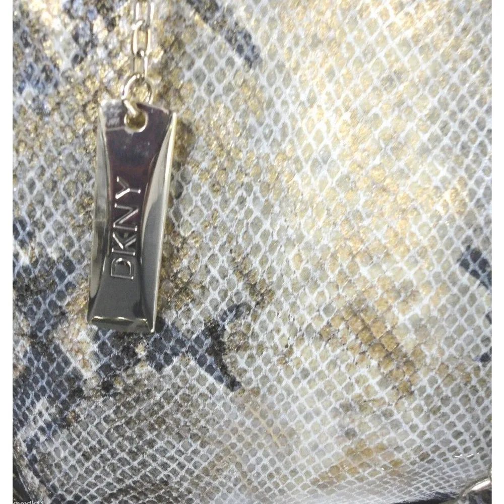 NEW DKNY Gold Python Snakeskin LEATHER HANDBAG Shoulder Crossbody Chain Purse - Image 7