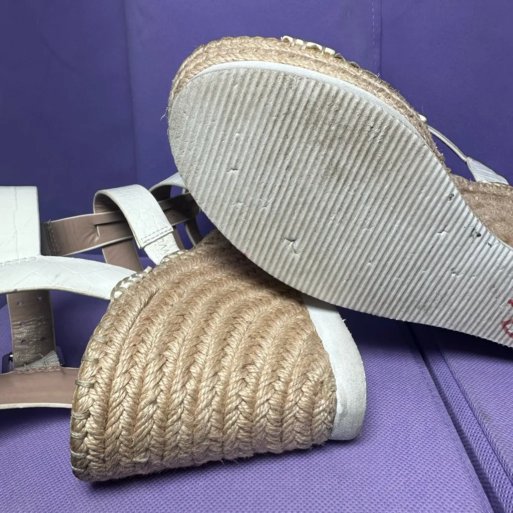 Charles by Charles David White Excess Croc Embossed Platform Wedges Heels 8.5M - Image 12