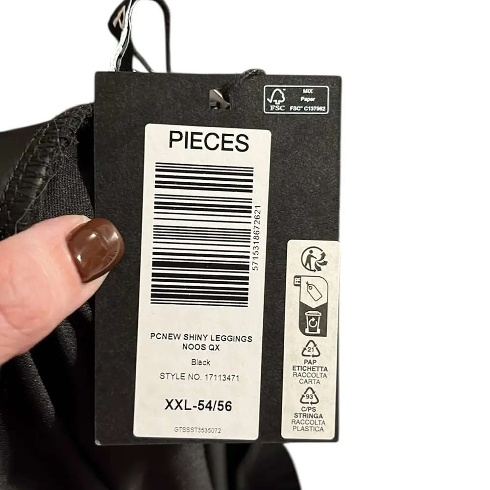 Pieces Faux Leather Leggings Black Size XXL - Image 5