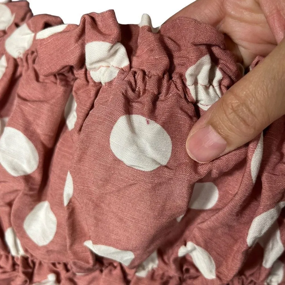 ZARA  Linen Blend Polka Dot Crop Top Size Small - Image 5