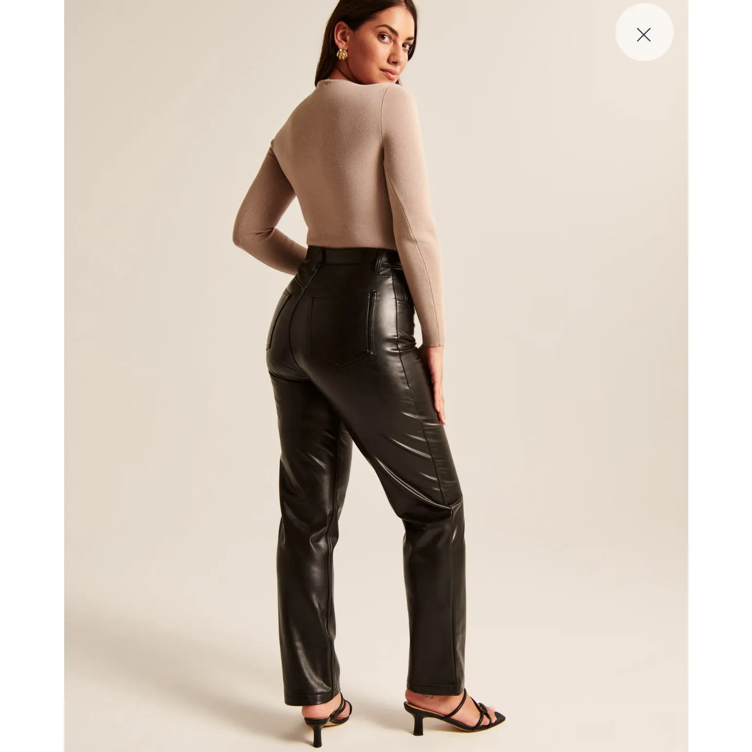 Abercrombie & Fitch Black Curve Love Vegan Leather 90s Straight Pant Size 22S‎ - Image 2