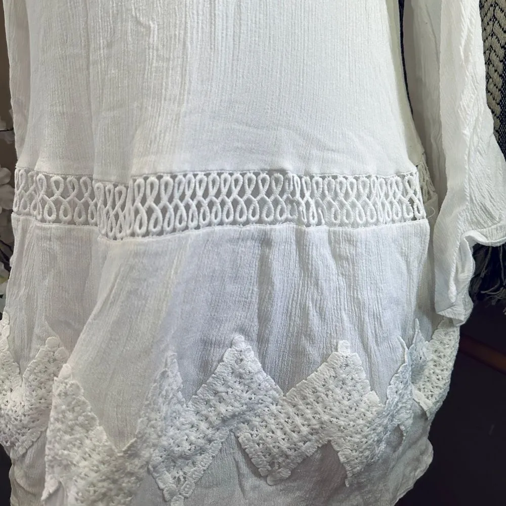 Solitaire Swim White Bohemian Cold Shoulder Swim Cover Up/Tunic - Image 3