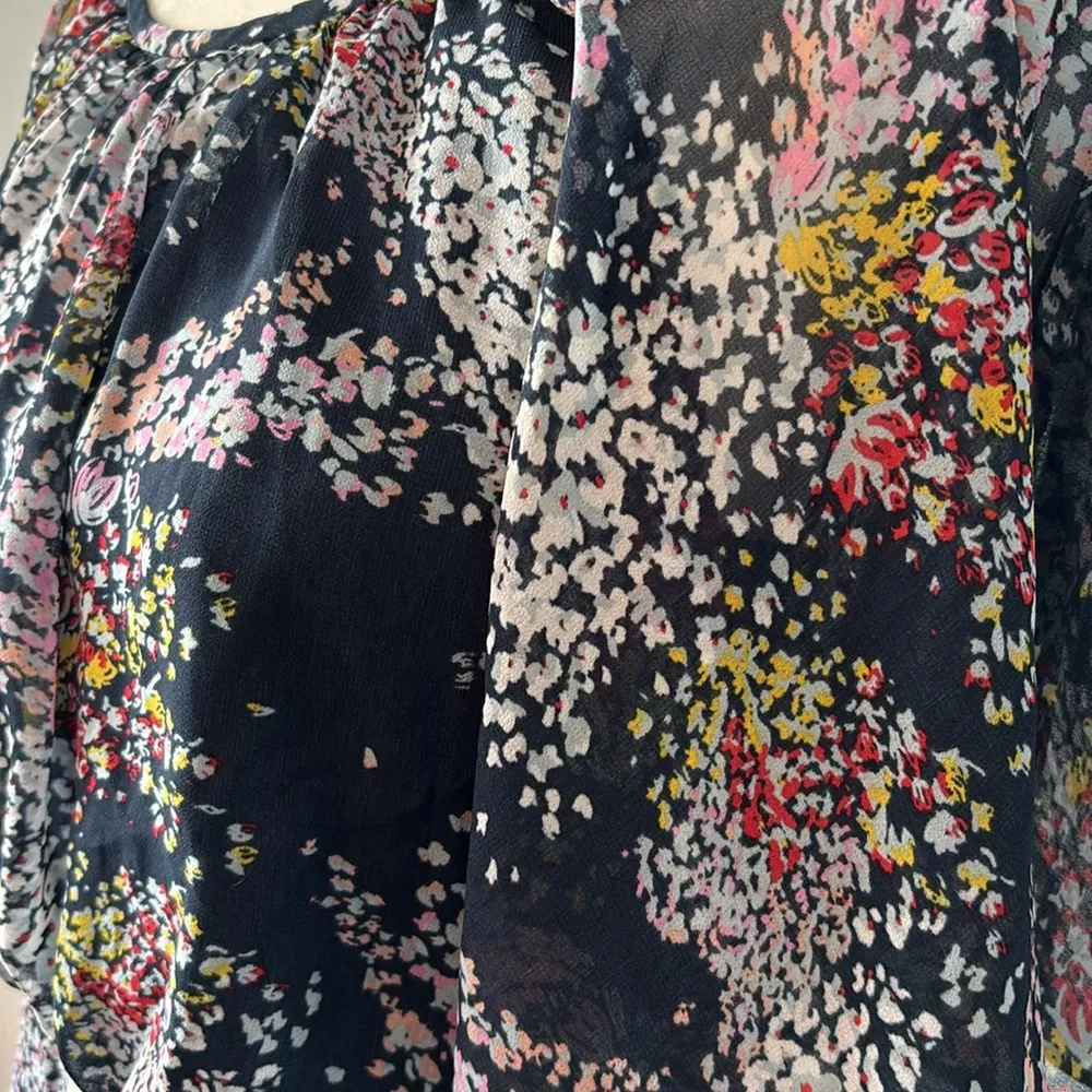 ModCloth Midi Dress Floral Flutter Sleeves Sz Small Flowy Boho Formal Pockets - Image 4