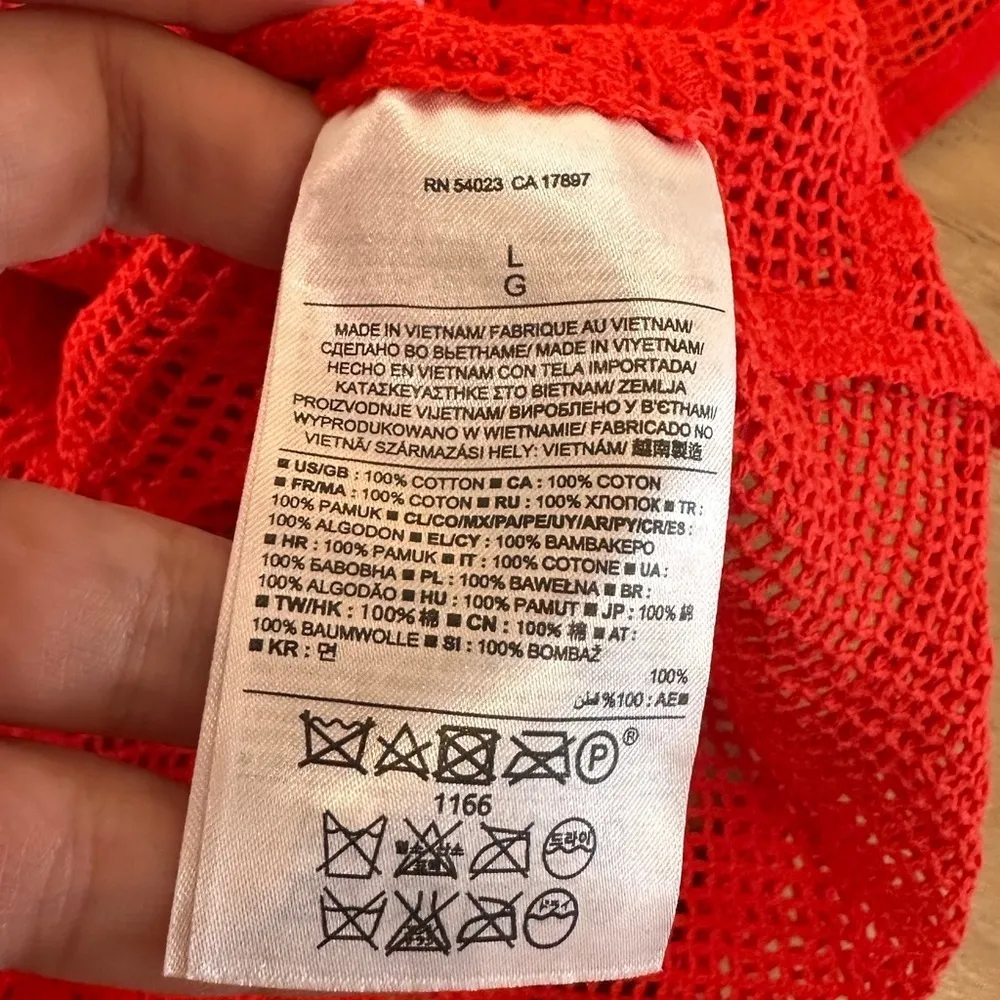 Banana  Republic sleeveless floral net top orange red size large - Image 3