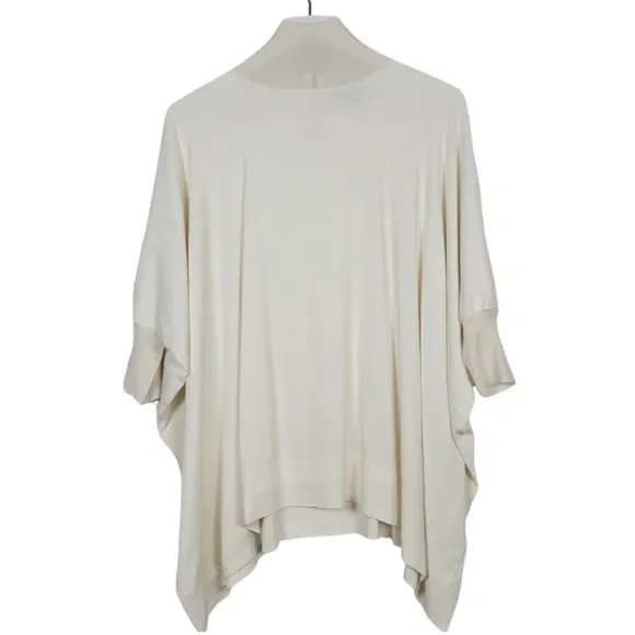 Vince Ivory Cashmere Blend Mock Turtle Bat Wing 3/4 Sleeve Top Medium - Image 2