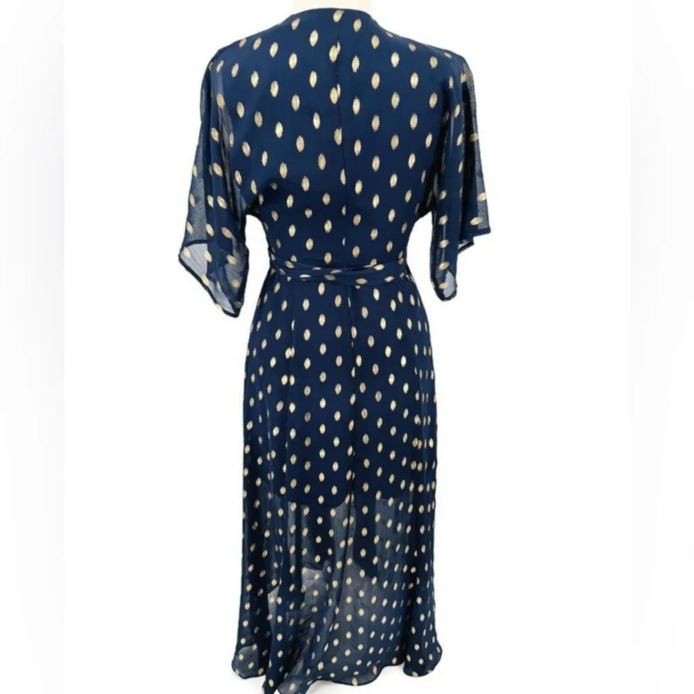 Hutch Gemma Maxi Wrap Dress Navy‎ with Metallic Gold XS - Image 5