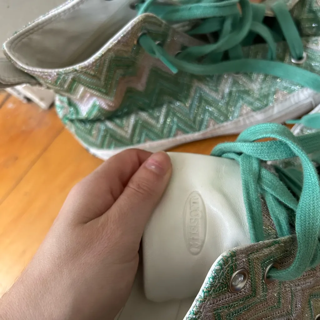 Missoni X Converse Chuck Taylor All Star Hi Sneakers Womens 8 Metallic green - Image 5