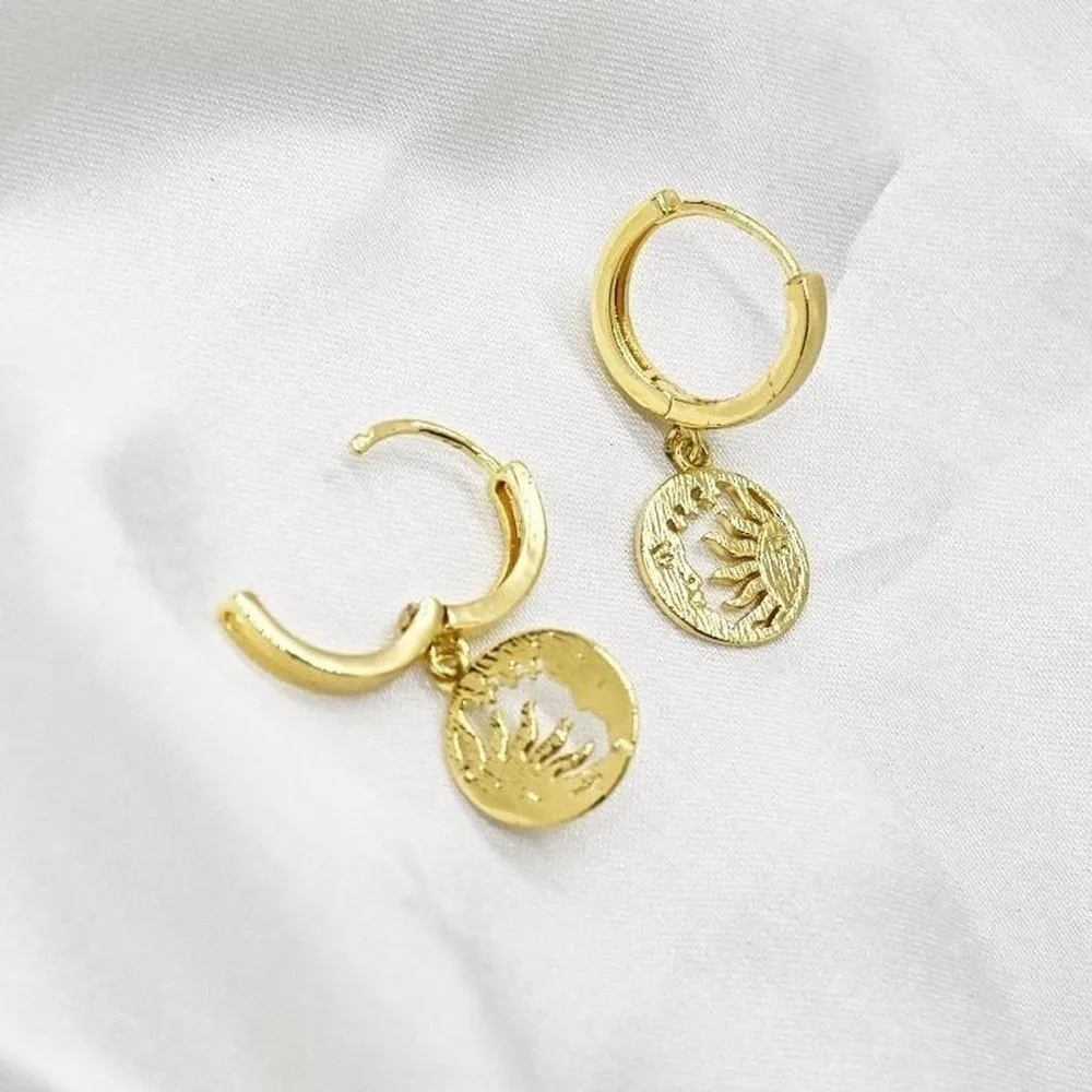 Celestial Moon Sun Hoops Gold - Image 2