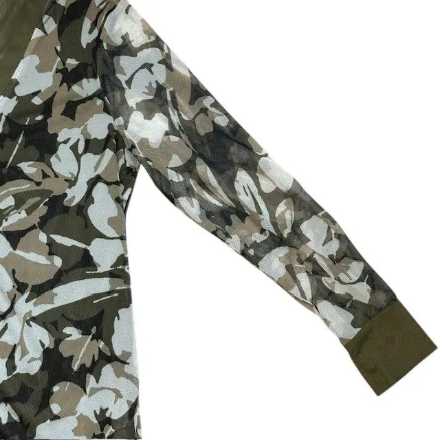 Chicos Women's Sz 1 Floral Sheer‎ Cardigan Cover Up Olive Green Button Front Med - Image 9