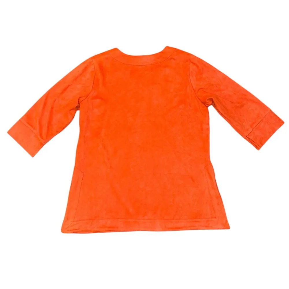 Gretchen Scott suede beach resortwear orange shift top women’s size XL - Image 2