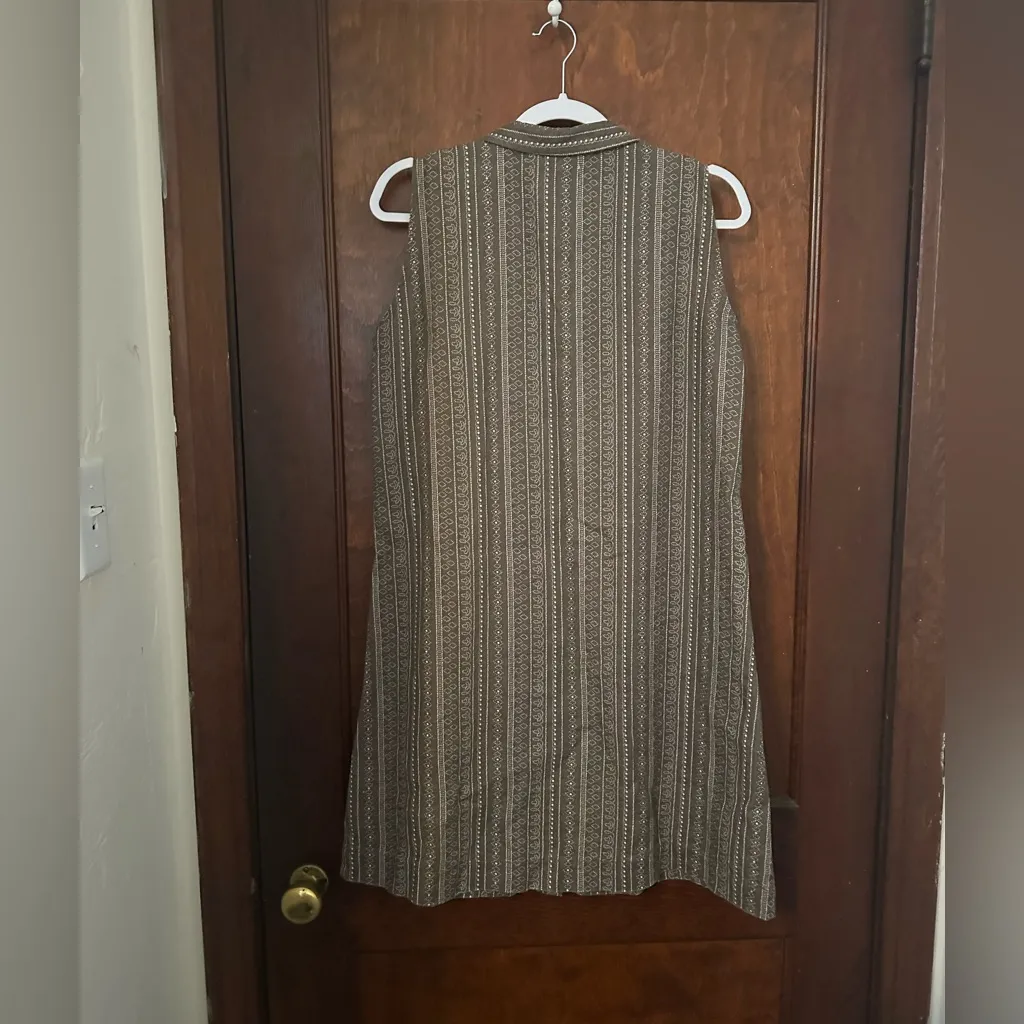 Garnet Hill Sleeveless Linen Shirt Dress Size 8 - Image 4