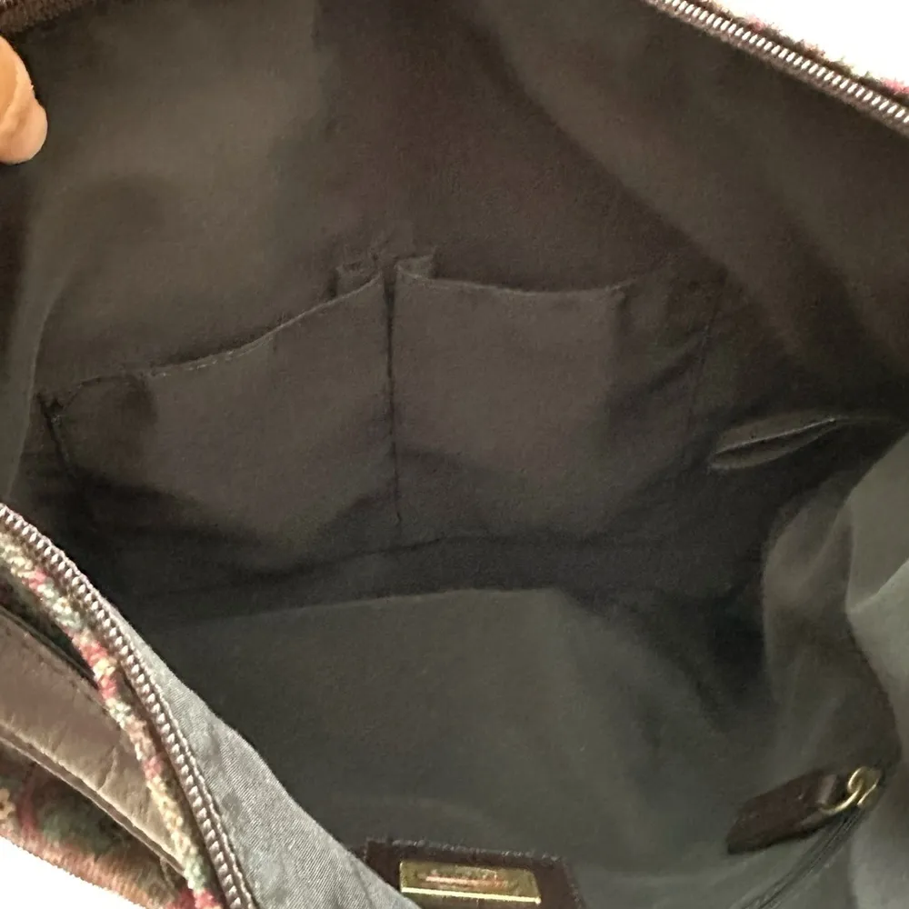 Talbots  Brown Soft 100% Cotton Shoulder Tote Purse with Multicolor Paisley Print - Image 8