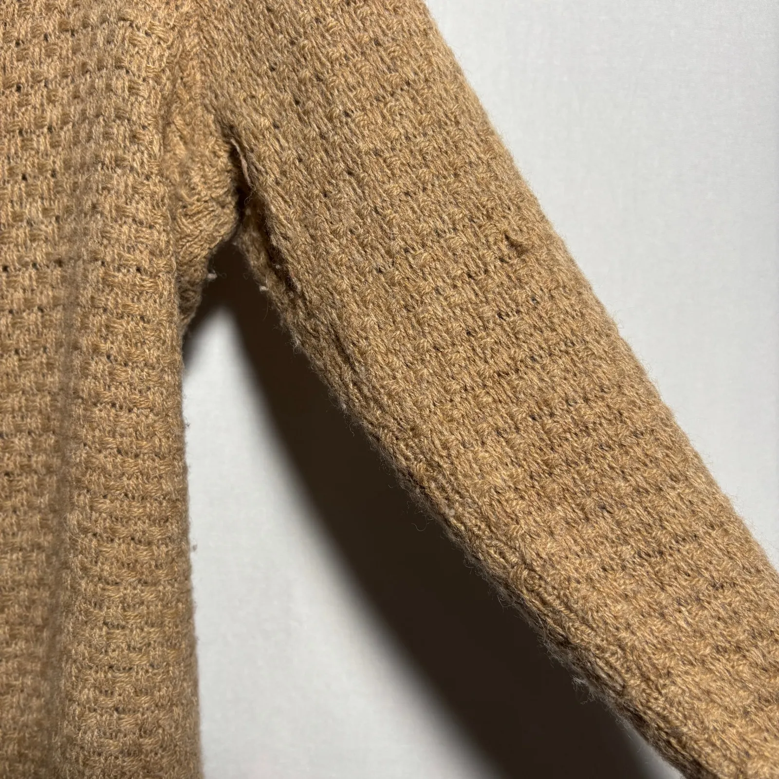 Classiques Entier M Tan Cowl Neck Textured Knit Wool Alpaca Blend Sweater - Image 4