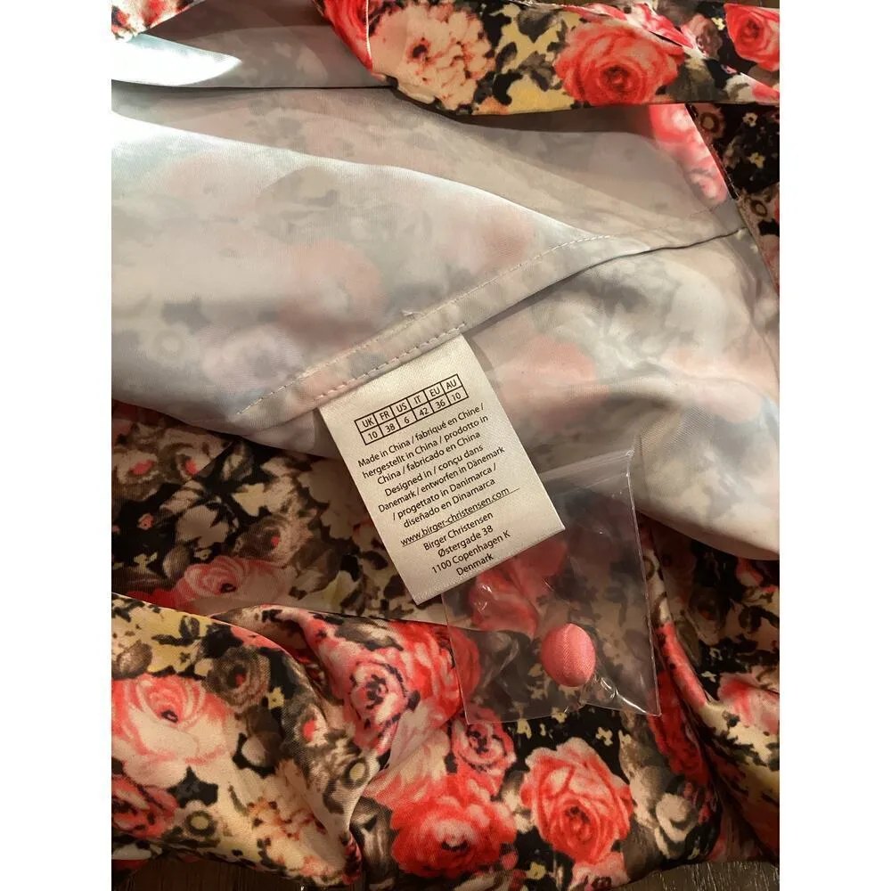 ROTATE BIRGER CHRISTENSEN Kim Ruched Floral long sleev Mini cocktail Dress 6 new Pink - Image 7