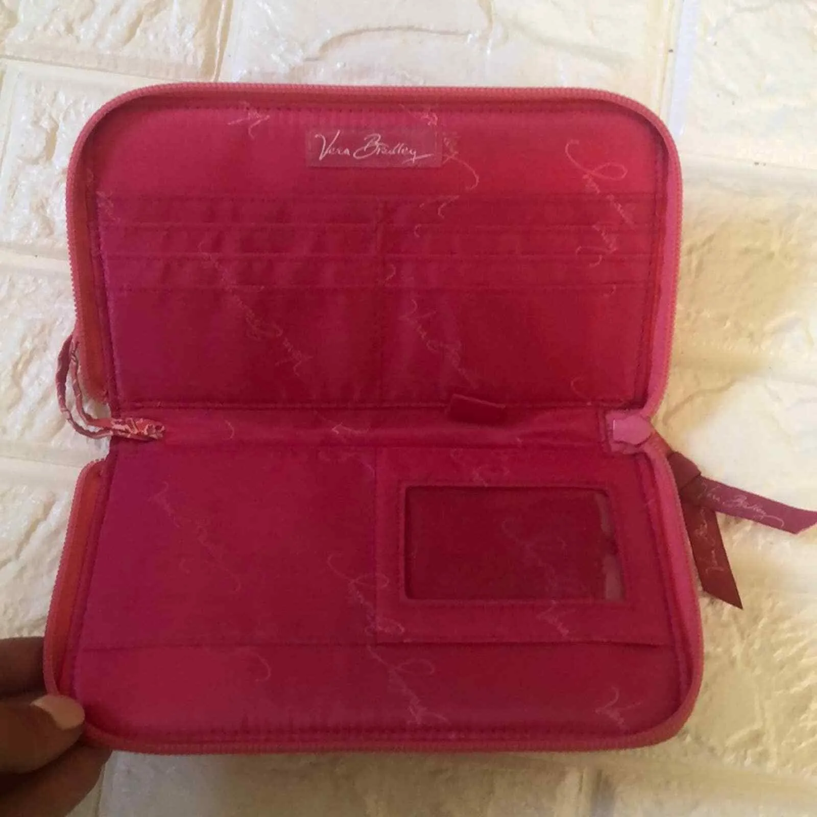 Vera Bradley Wallet Zip Around Hope Toile Retired Pink Pockets‎ Clutch Wristlet - Image 4