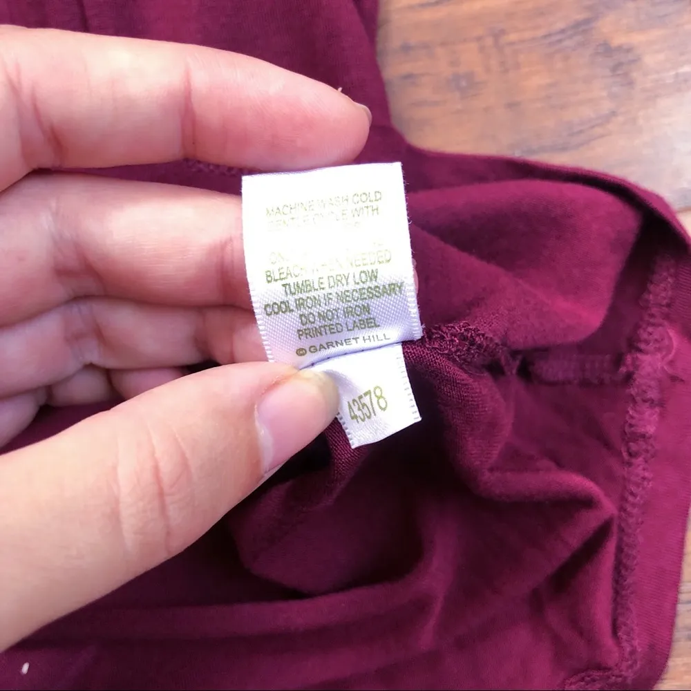 Garnet Hill • Pleat-Detail Knit Tunic burgundy maroon top tee shirred tencel - Image 8