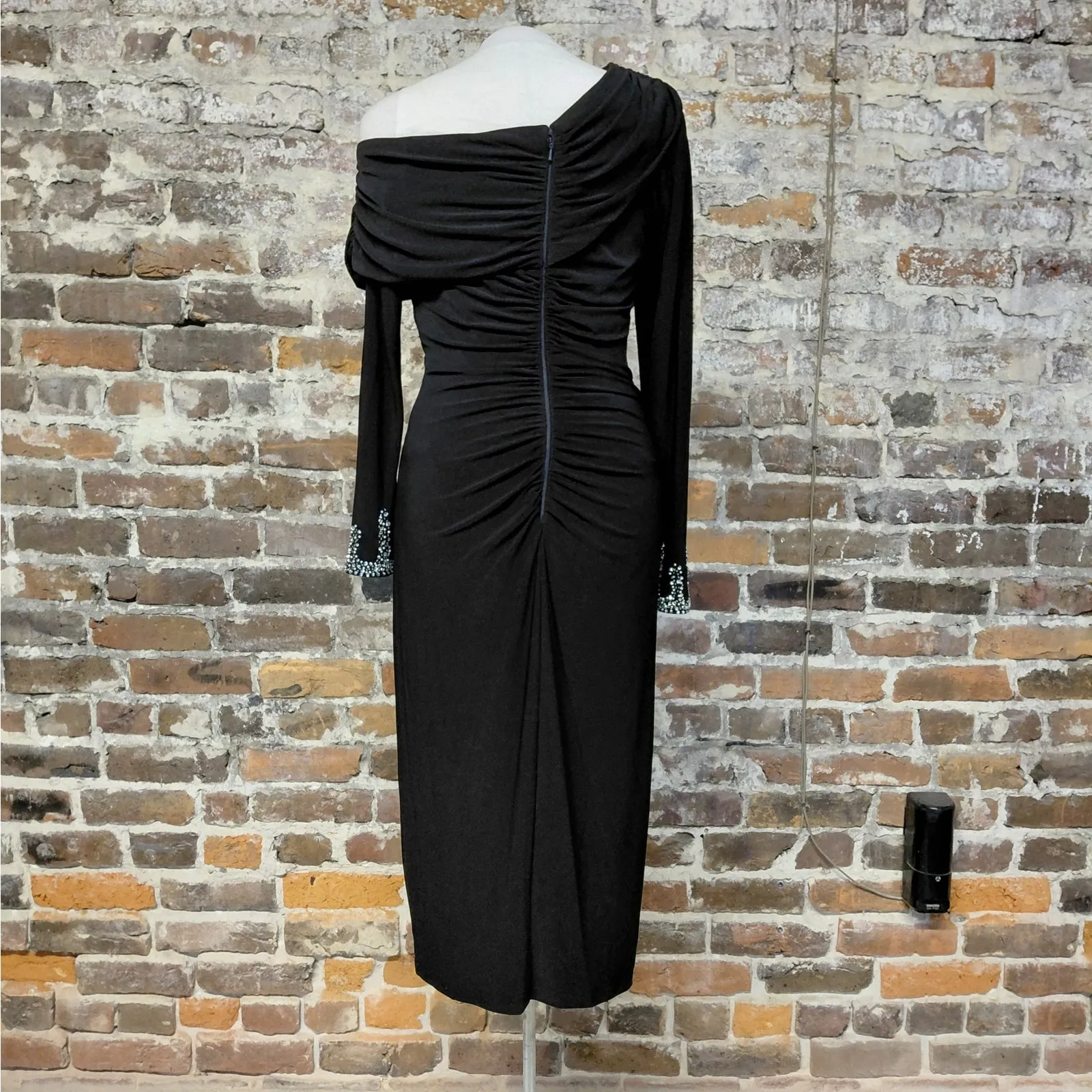 Betsy & Adam Formal Evening Dress Size 12 Black Beaded Cocktail Party Wedding - Image 6