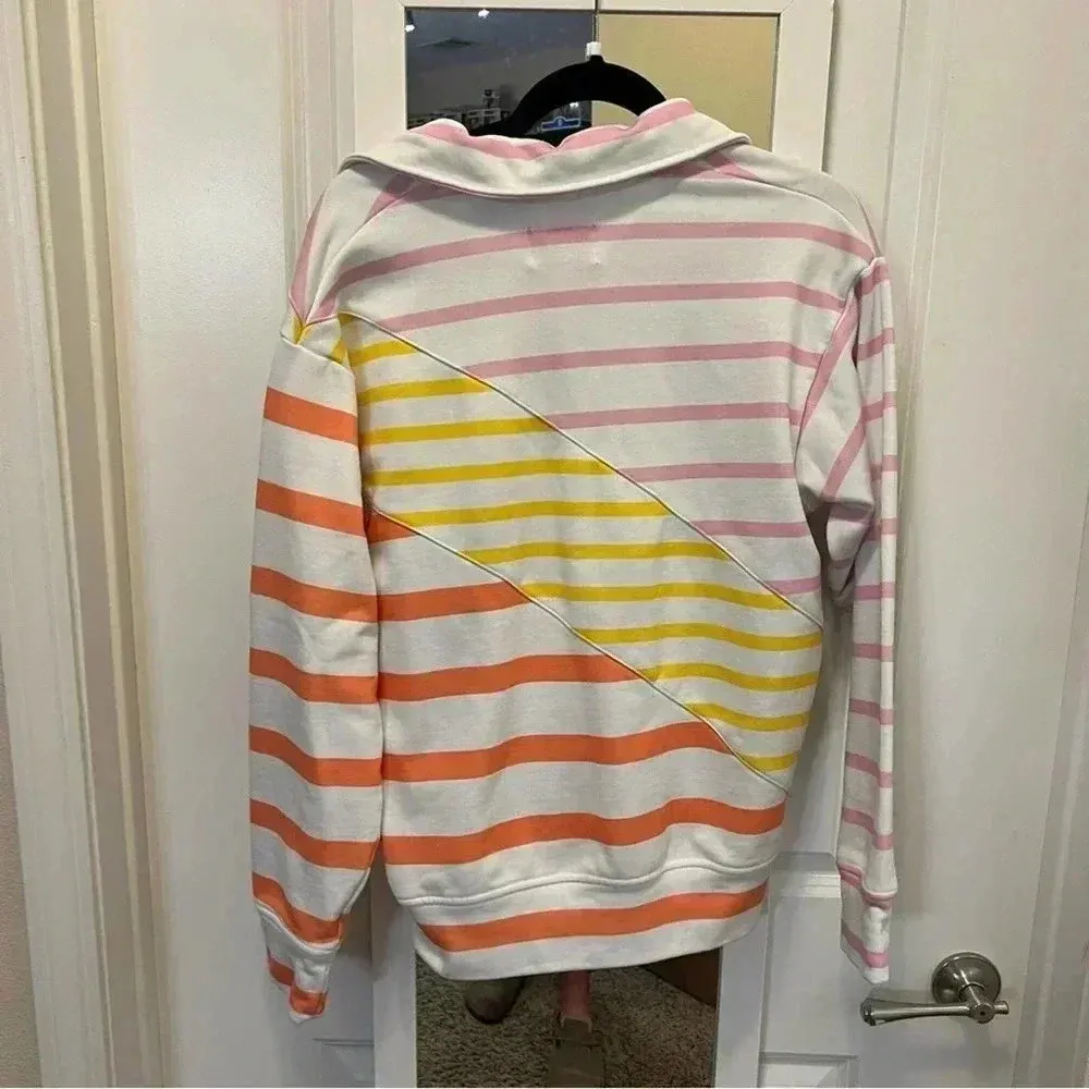449 Solid & Striped® Quarter-Zip Pullover Sweatshirt in Colorblock Stripe - Image 6