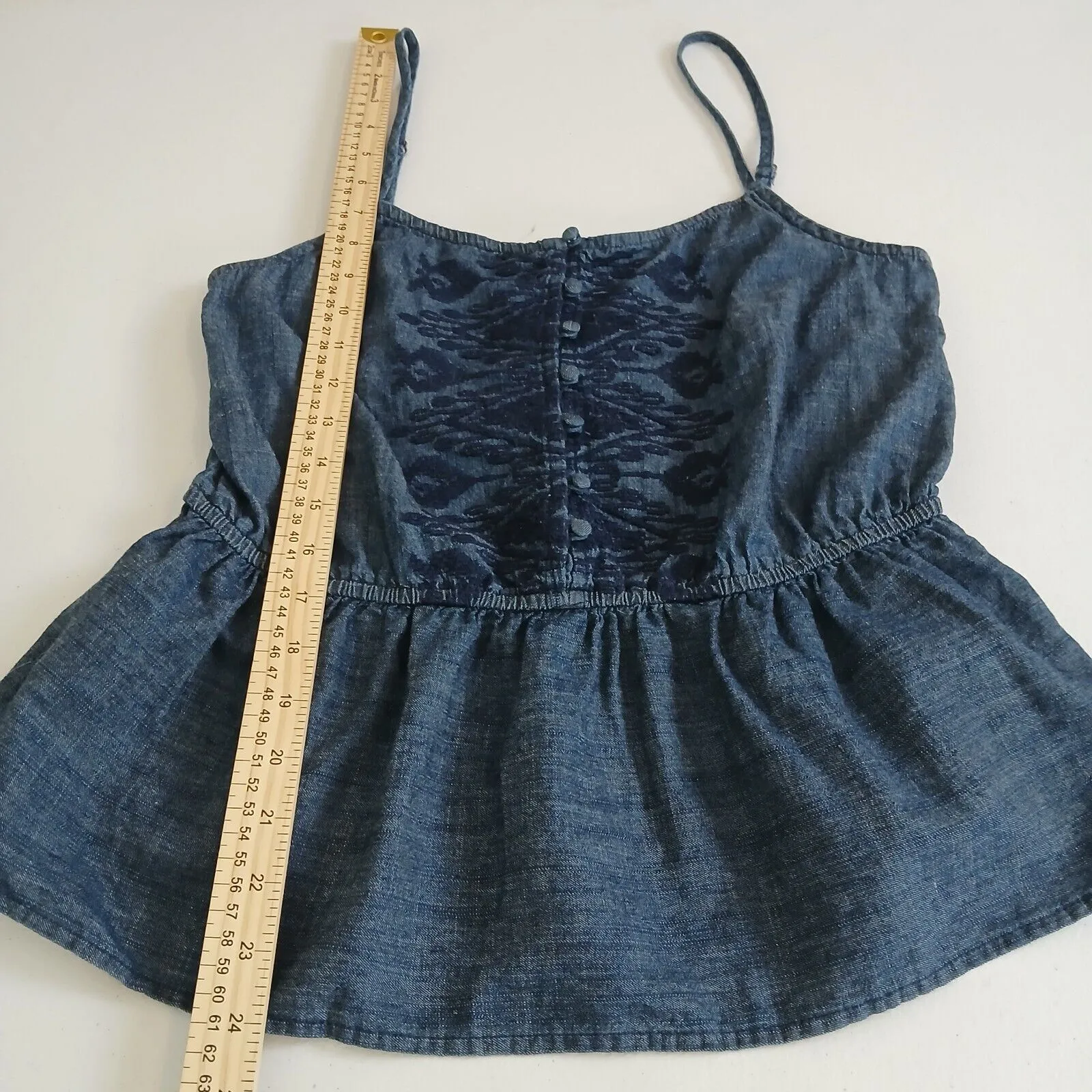 NWT Arizona Denim Tank Top Women Large Peplum Boho Western Festival Embroidered - Image 9